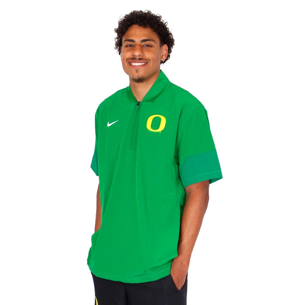 Classic Oregon O, Nike, Green, Coat/Jacket, Polyester Blend, Men, Coaches, Water Repellent, Taffeta, Sideline, Pullover, Short sleeve, 883780